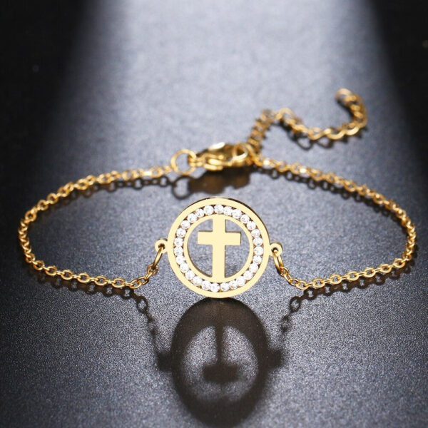 Round Cross Christian Bracelet - Image 2