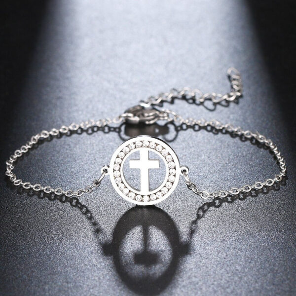 Round Cross Christian Bracelet - Image 3